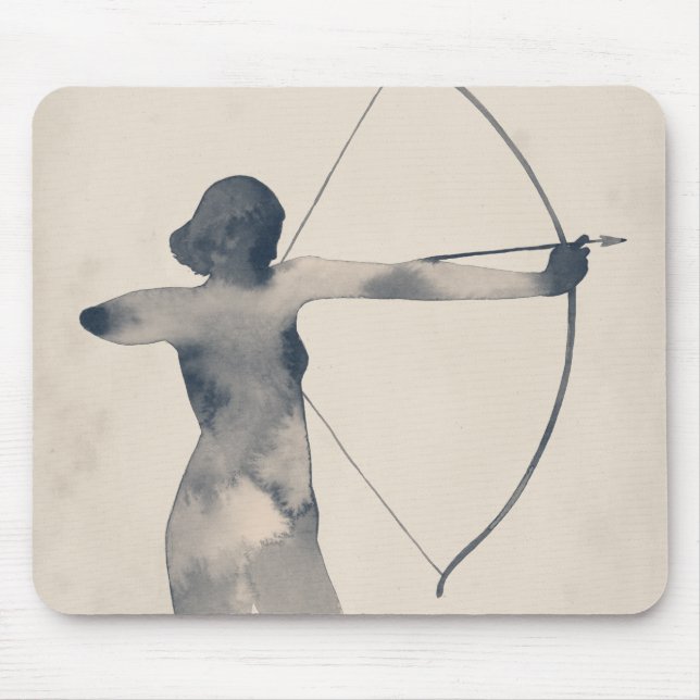 Archeress Watercolor Silhouette Mouse Pad (Front)