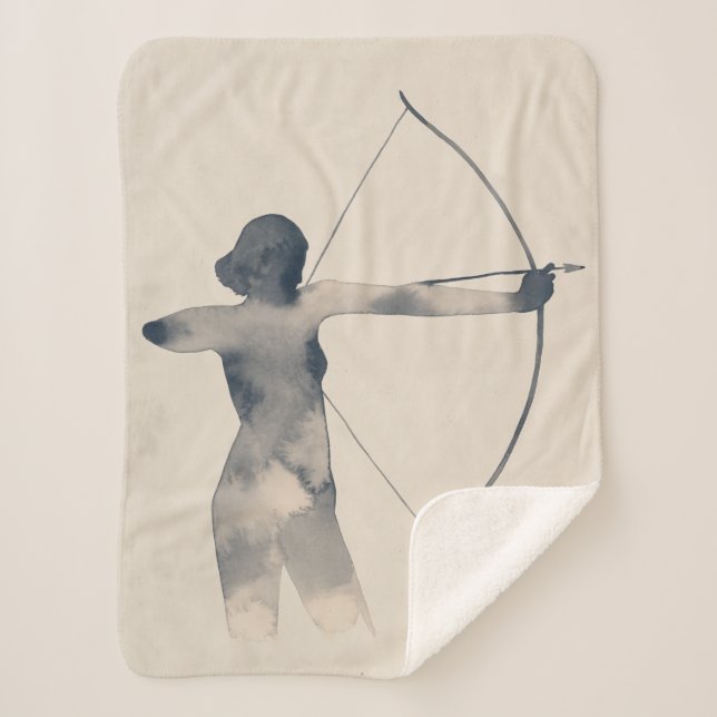 Archeress Watercolor Silhouette Sherpa Blanket (Front)