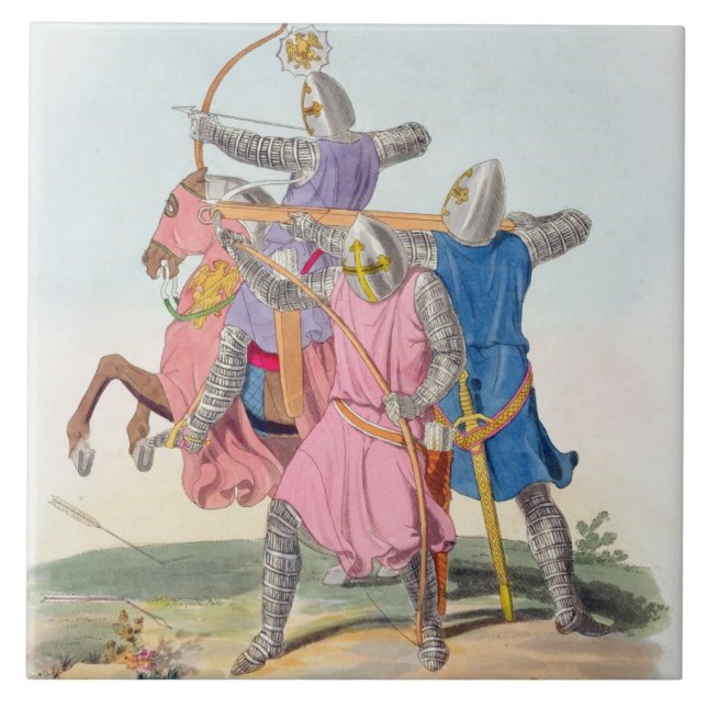 Archers and a Cross-bowman, 1312, from 'Ancient Ar Ceramic Tile (Front)