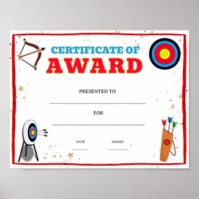 Archery achievement award editable poster (Front)