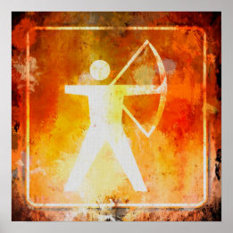 Archery Ahead Highway Road Sign Grunge Poster