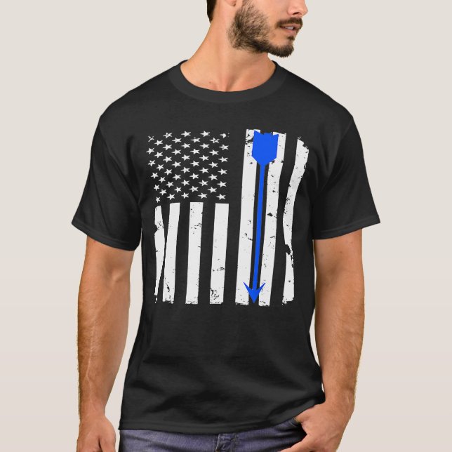 Archery Arrow Distressed American Flag Back Print T-Shirt (Front)