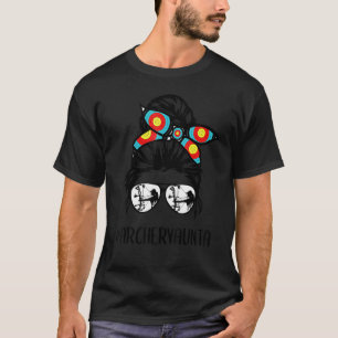 Archery Aunta Life Messy Bun Hair Glasses Mother's T-Shirt