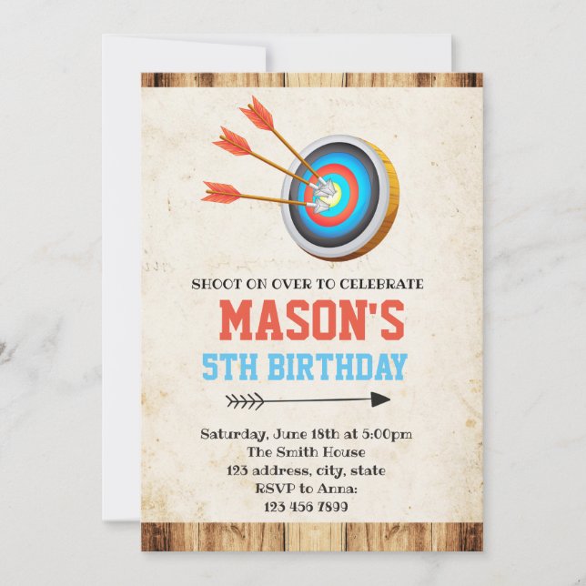 Archery birthday invitation (Front)