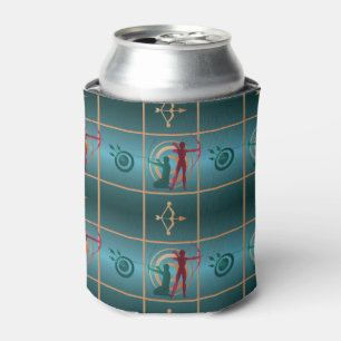 Archery Bow and Arrow - Green Pattern Can Cooler