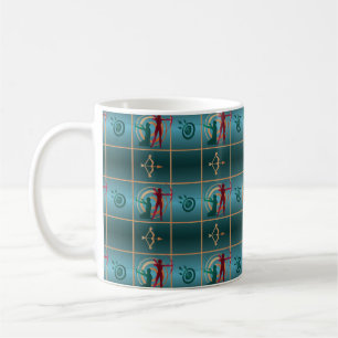 Archery Bow and Arrow - Green Pattern Coffee Mug