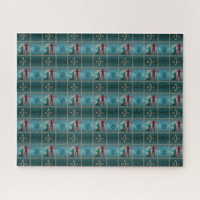 Archery Bow and Arrow - Green Pattern Jigsaw Puzzle (Horizontal)