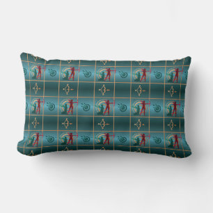 Archery Bow and Arrow - Green Pattern Lumbar Cushion
