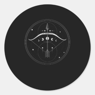Archery Bow And Arrow Sacred Geometry Classic Round Sticker