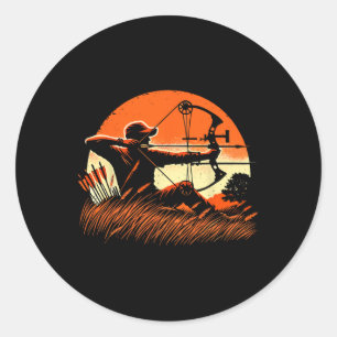Archery Bow Hunter Deer Mule Elk Bow Hunting  Classic Round Sticker