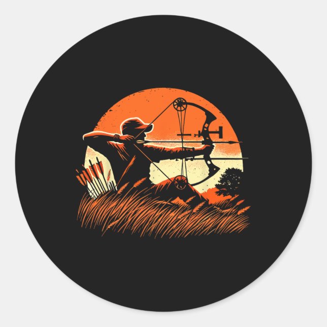 Archery Bow Hunter Deer Mule Elk Bow Hunting  Classic Round Sticker (Front)