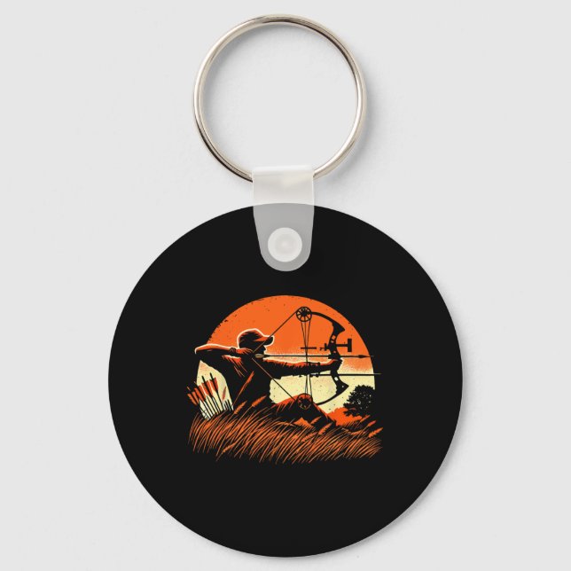 Archery Bow Hunter Deer Mule Elk Bow Hunting  Key Ring (Front)
