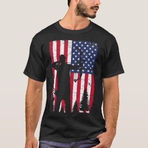 Archery Bow Hunting Bow Hunter American Flag  T-Shirt