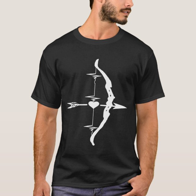 Archery Bow Hunting Heartbeat Ekg Pulse Archer Bow T-Shirt (Front)