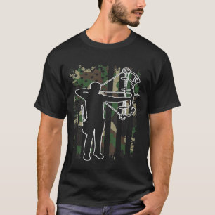 Archery Bow Sport Vintage Us Flag Camouflage Arche T-Shirt