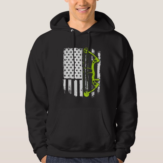 Archery Compound Bow Usa Flag Hoodie (Front)