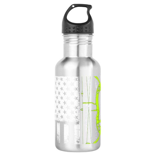 Archery Compound Bow USA Flag Hoodie 710 Ml Water Bottle (Front)