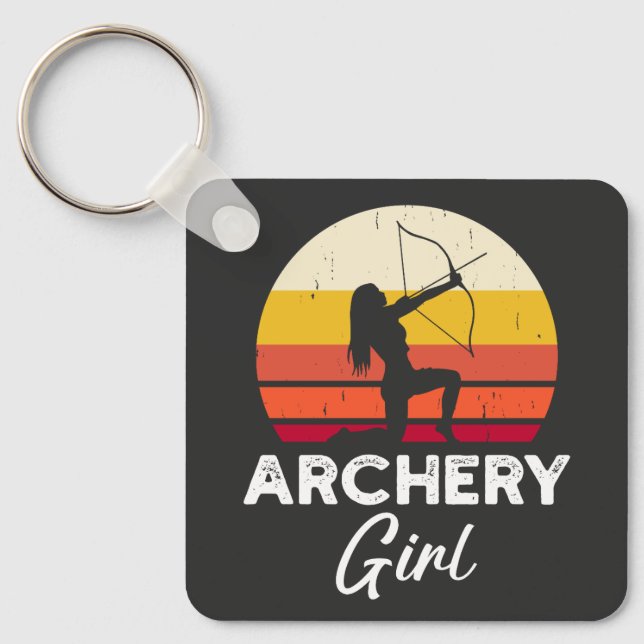 Archery Girl Bow and Arrow Key Ring (Front)