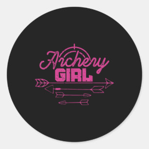 Archery Girl Funny Bow Arrow Archer Bowhunting Lov Classic Round Sticker