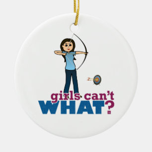 Archery Girl in Blue - Light Ceramic Ornament