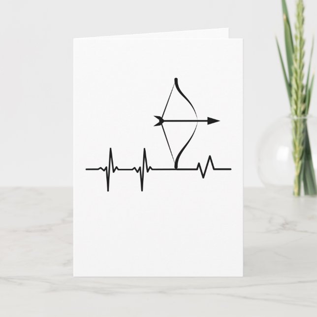 Archery Heartbeat Bow And Arrow Pulse Archer Card (Front)