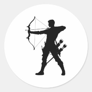 Archery hunter silhouette  classic round sticker