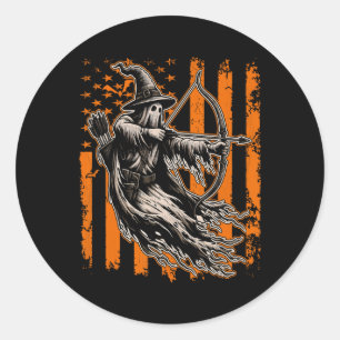 Archery Hunting Ghost Halloween Scary Costume Amer Classic Round Sticker