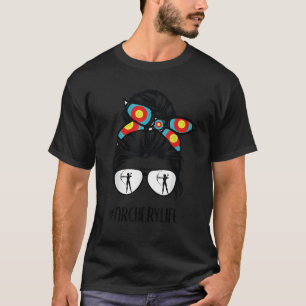 archery life messy bun hair glasses T-Shirt