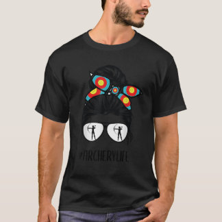 archery life messy bun hair glasses T-Shirt