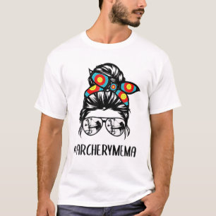 Archery Mema Life Messy Bun Hair Glasses Mother's T-Shirt