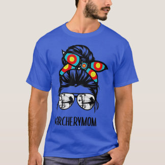 archery mom life messy bun hair glasses  T-Shirt