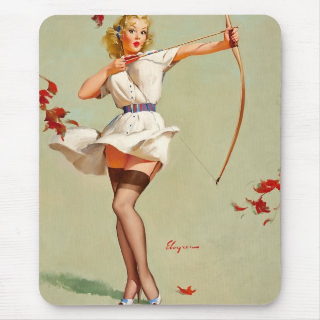 Archery Pin-Up Girl Mouse Pad (Front)