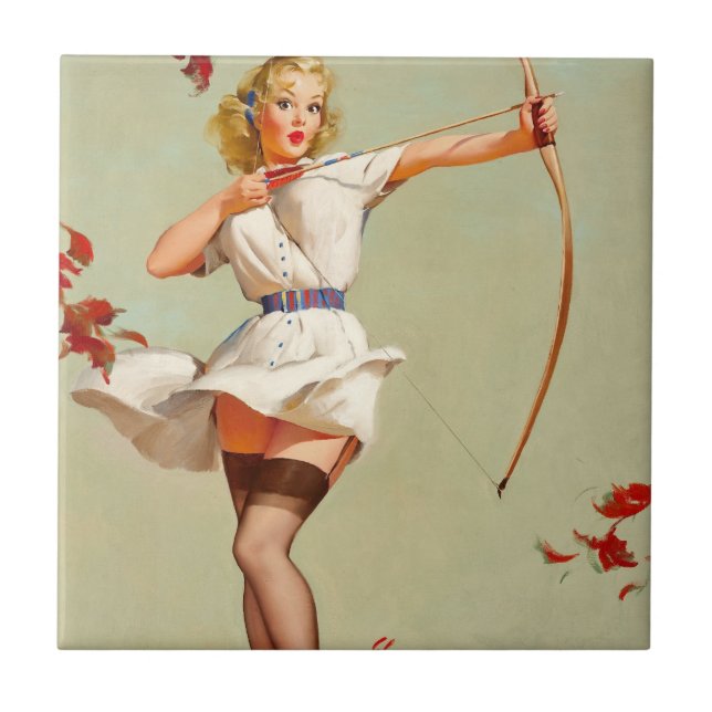 Archery Pin-Up Girl Tile (Front)