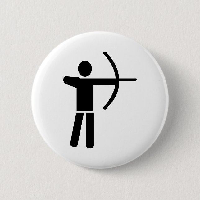 Archery player 6 cm round badge (Front)
