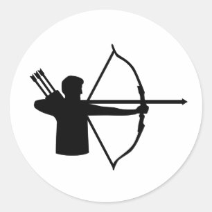 Archery player classic round sticker