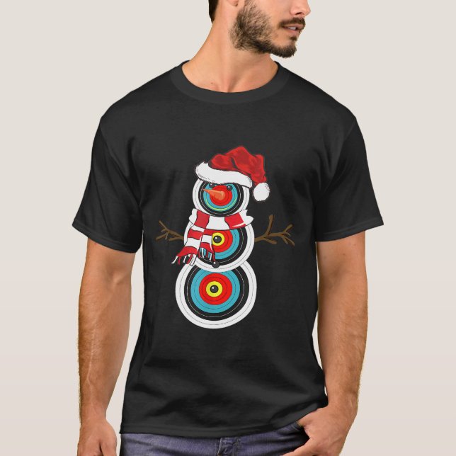 Archery Player Xmas  Snowman Archery Christmas T-Shirt (Front)