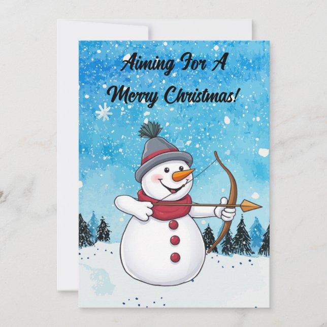 Archery Snowman Christmas Card (Front)