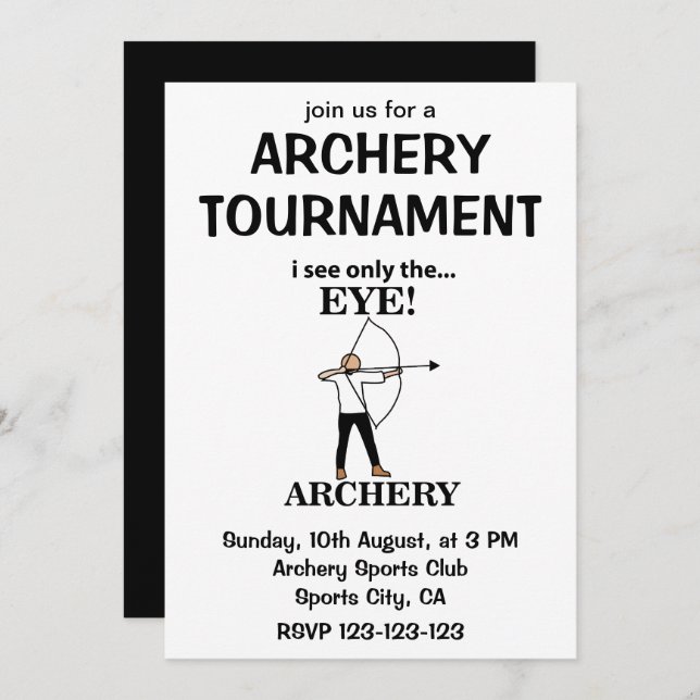 Archery Sports Bow Arrow Archery Invitation (Front/Back)