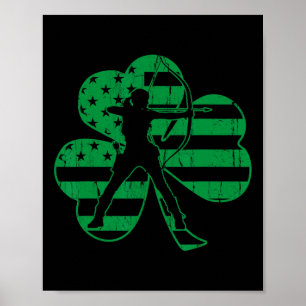 Archery St Patricks Day Gift Archery Girl Shamrock Poster