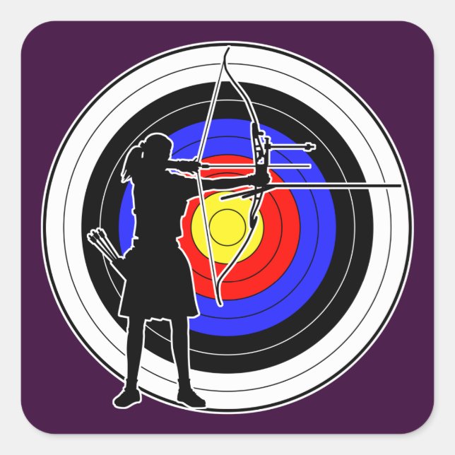 Archery & target 02 square sticker (Front)