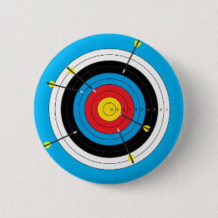 Archery Target and Arrows 6 Cm Round Badge