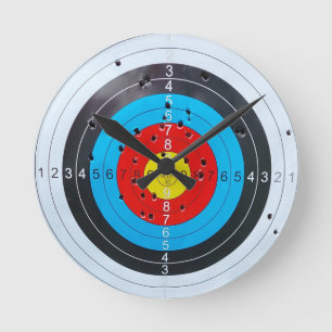Archery Target Double Sided Round Throw Pillow Clock