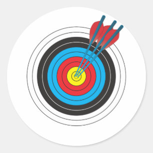 Archery Target with Arrows Classic Round Sticker