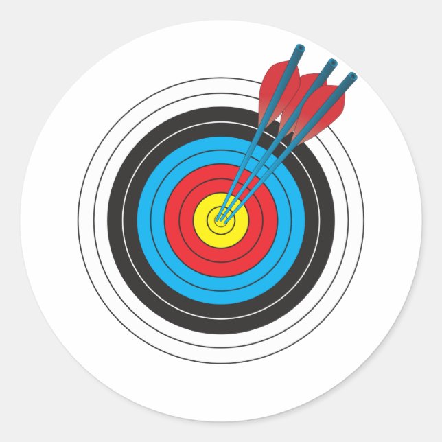 Archery Target with Arrows Classic Round Sticker (Front)