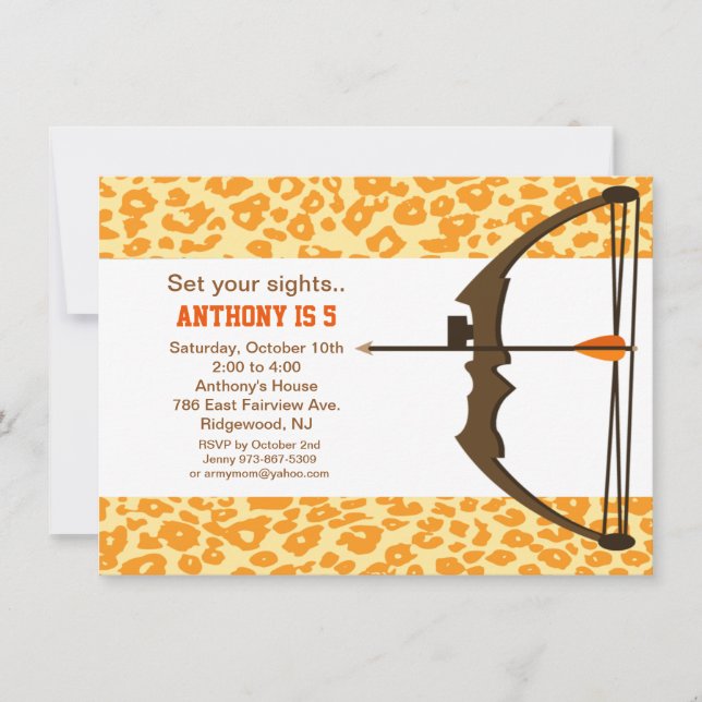 Archery With Colourful Camo Birthday Invitation (Front)