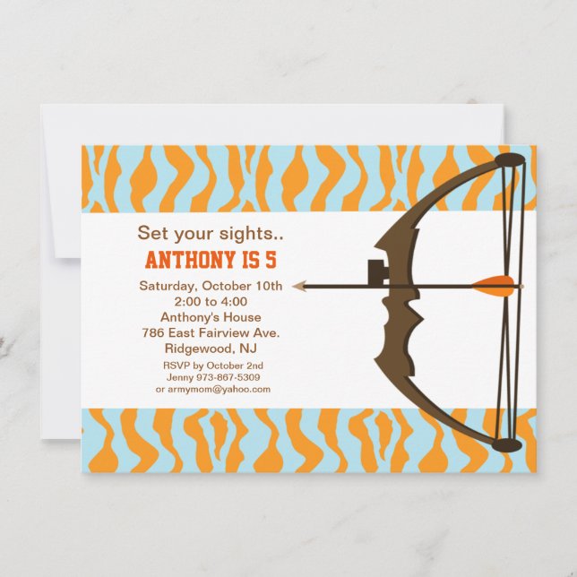 Archery With Colourful Camo Birthday Invitation (Front)