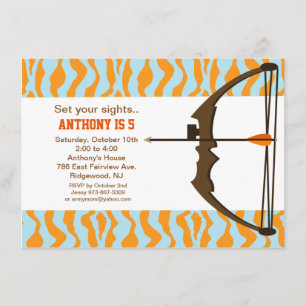 Archery With Colourful Camo Birthday Invitation