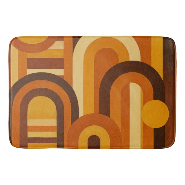 Arches and Sunspots Retro MCM Geometric Design Bath Mat (Front)
