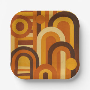 Arches and Sunspots Retro MCM Geometric Design Paper Plate