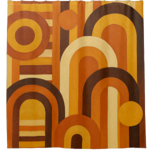 Arches and Sunspots Retro MCM Geometric Design Shower Curtain